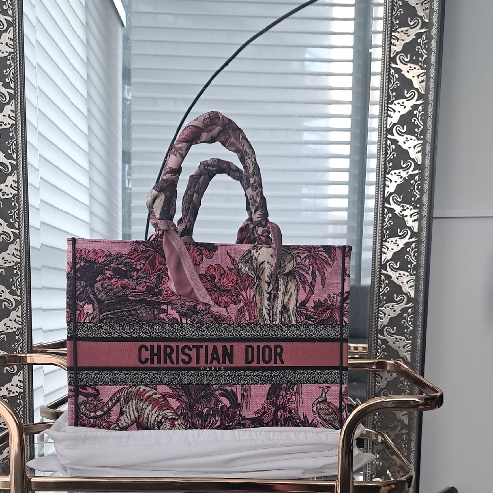 Dior Large Book Tote LIMITED EDITION Animal Print Pink and Black Tote